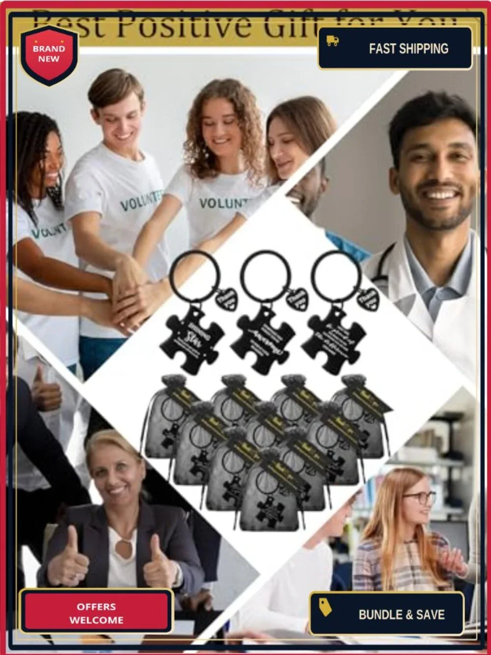 40 Inspirational Puzzle Piece Keychains Employee Appreciation Gifts